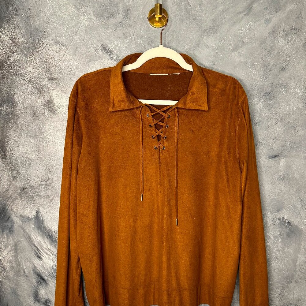 Vintage caramel brown suede shirt